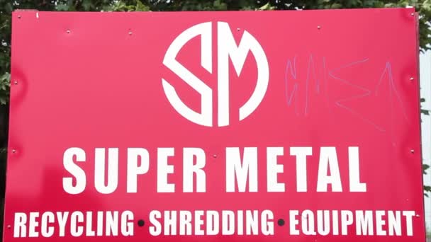 Super Metal Recycling Shredding Equipment Writing Captions Text Sign White — Stock Video