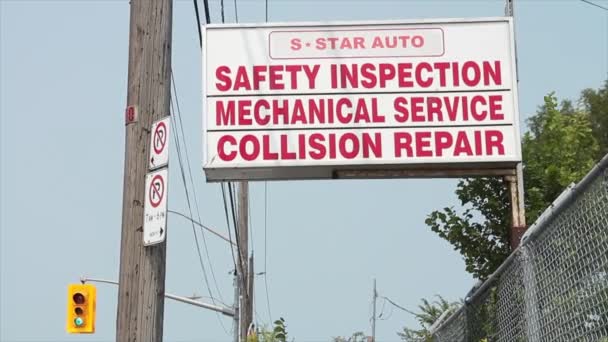 Automatisk Säkerhetsinspektion Mekanisk Service Kollision Reparation Skriva Bildtext Skylt Med — Stockvideo