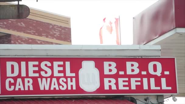 Diesel Bbq Car Wash Riflesso Rettangolo Orizzontale Rosso Bianco Segno — Video Stock