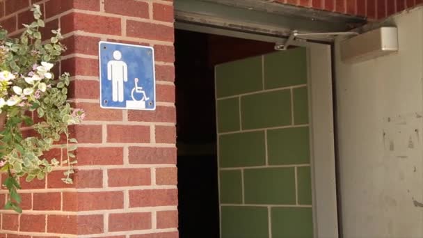 Male Bathroom Washroom Mens Room Square Blue White Symbol Sign — Stock Video