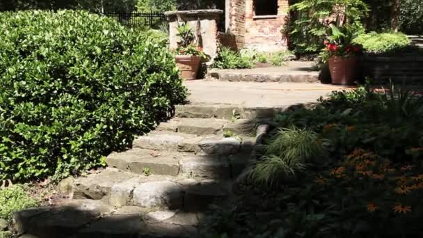 Escalones Cemento Hormigón Piedra Con Casa Pequeña Villa Cobertizo Parte — Vídeos de Stock