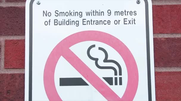 Tilos Dohányzás Épület Bejáratától Vagy Kijáratától Számított Méteren Belül Felirat — Stock videók