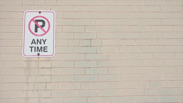 Parking Any Time Symbol Writing Text Rectangle Horizontal Sign Light — Stock Video