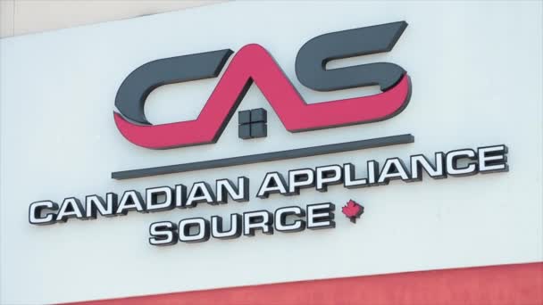 Muestra Logotipo Cas Fuente Electrodomésticos Canadienses Frente Tienda — Vídeos de Stock