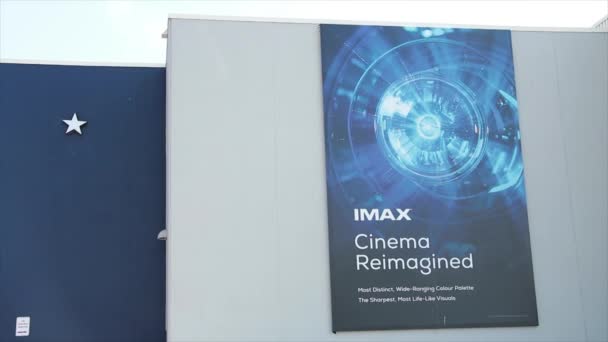 Imax Cinema Reimagined Big Large Poster Sign Logo Most Distinct — Stock Video