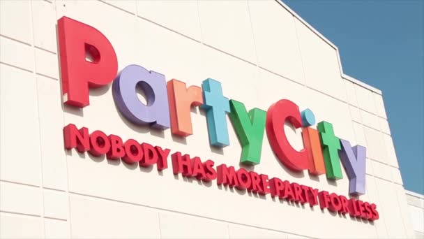 Party City Nikt Nie Więcej Partii Mniej Logo Znak Przed — Wideo stockowe