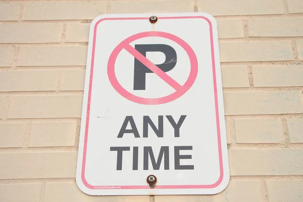 Nincs Parkolás Bármikor Szimbólum Írás Szöveg Téglalap Vízszintes Jel Világos — Stock Fotó