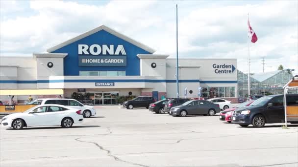 Rona Home Garden Store Front Entrance Parking Lot Clouds Sky — Stock Video