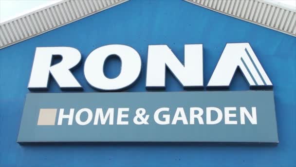 Rona Haus Und Gartenschild Logo Vor Dem Geschäft Blau Und — Stockvideo