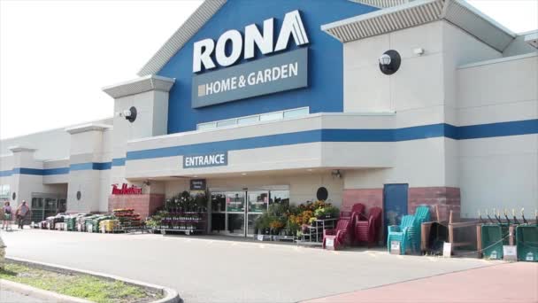 Rona Home Garden Store Front Entrance Sign Logo Customer Person — Stockvideo