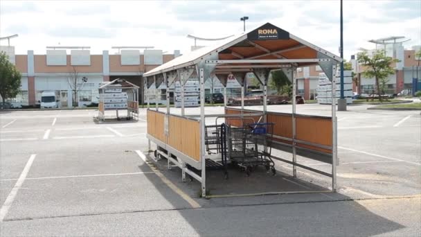 Rona Home Garden Shopping Cart Buggy Corral Station Outdoors Exterior — Stock Video