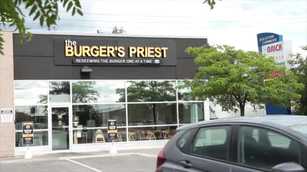 Burgeri Preot Restaurant Burger Magazin Comun Intrare Fața Locului Sigla — Videoclip de stoc