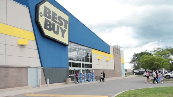 Best Buy Technology Appliance Franchise Store Customer People Entering Exiting — Stock Video
