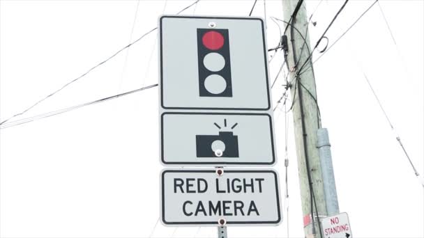 Κόκκινο Φως Κάμερα Κείμενο Σημάδι Τρεις Πάνω Ένας Στον Άλλο — Αρχείο Βίντεο