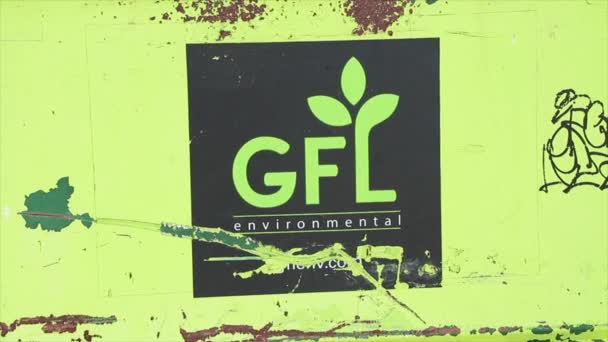 Gfl Green Life Environmental Dumpster Bin Logo Sign Black White — Stock Video