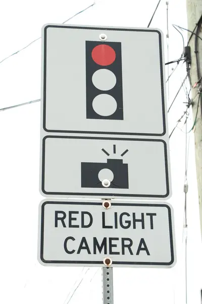 Sinal Texto Câmera Luz Vermelha Com Três Topo Outro Com — Fotografia de Stock