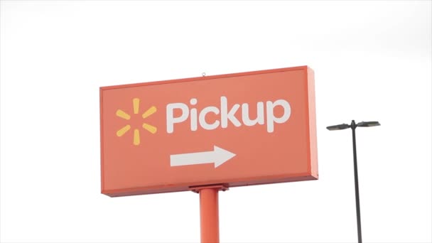 Walmart Pickup Logotyp Underteckna Orange Vit Gul Med Pil Orange — Stockvideo