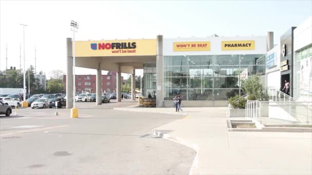 Sin Adornos Batirán Cadena Supermercados Franquicia Farmacia Fachada Lado Amarillo — Vídeos de Stock