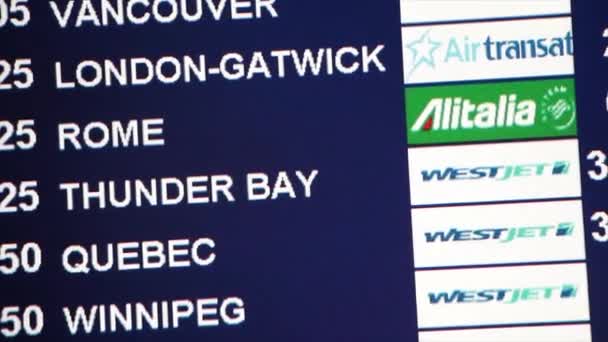 Flight Times Canadian Other Cities Television Airport Westjet Alitalia Calgary — Αρχείο Βίντεο