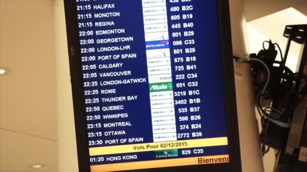 Kanadalılar Diğer Şehirler Için Uçuş Saatleri Havaalanı Batı Jeti Alitalia — Stok video