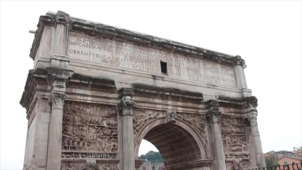 Septimius Severus Arch Tilt Arriba Abajo Roma Italia — Vídeo de stock