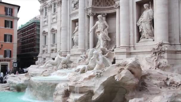 Fontána Trevi Řím Italy Pořízena Postranního Média Zoomem Uzavření Záběru — Stock video
