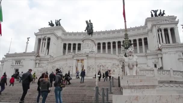 Victor Vittoriano Vittorio Emmanuel Anıt Müzesi Piazza Venezia Roma Halkı — Stok video