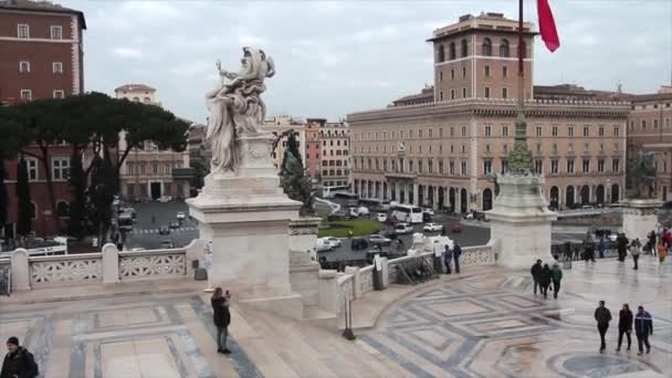 Victor Vittoriano Vittorio Emmanuel Monument Museum Piazza Venezia Erschossen Von — Stockvideo