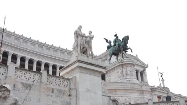 Victor Vittoriano Vittorio Emmanuel Pomnik Muzeum Piazza Wenecja Pan Prawo — Wideo stockowe