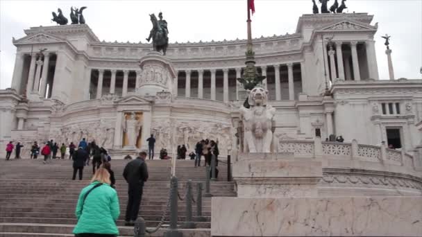 Victor Vittoriano Vittorio Emmanuel Anıt Müzesi Piazza Venezia Geniş Çekim — Stok video