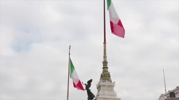 Victor Vittoriano Vittorio Emmanuel Pomnik Muzeum Piazza Venezia Włoskie Flagi — Wideo stockowe
