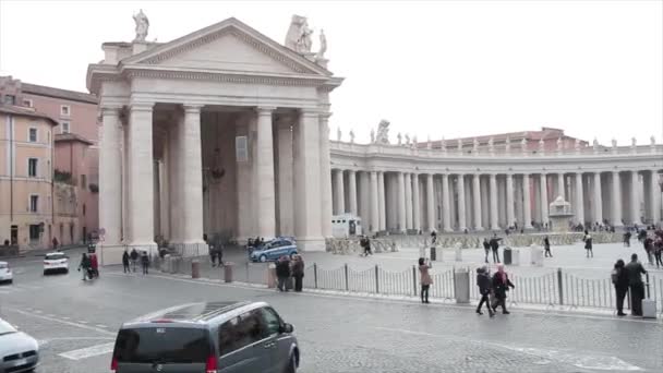 Patio Vatican Disparo Vehículo Movimiento Izquierda Derecha Con Gente Peatones — Vídeos de Stock