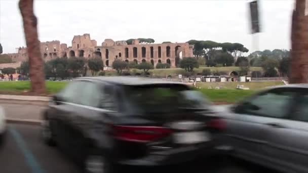 Circus Maximus Rome Italië Schot Van Bewegend Voertuig Gaat Rechts — Stockvideo
