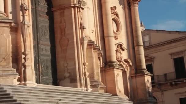 Modica Sicily Ιταλία Πόλη San Giorgio Καθεδρικός Ναός Κοντινό Πλάνο — Αρχείο Βίντεο