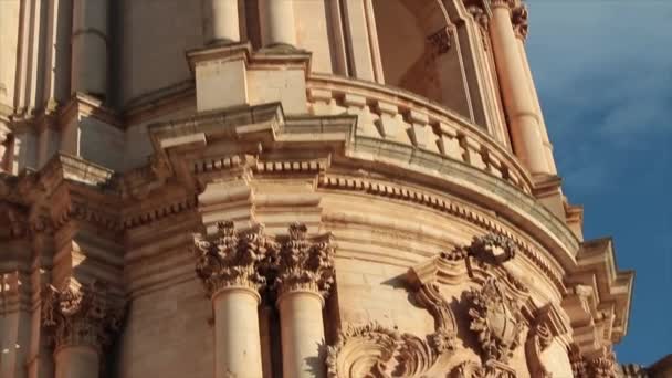 Modica Sicily Italy Stad San Giorgio Katedral Närbild Luta Upp — Stockvideo