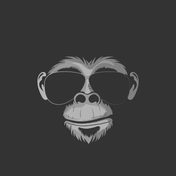 Museau Gorille Dans Des Lunettes Soleil Sur Fond Sombre Illustration — Image vectorielle