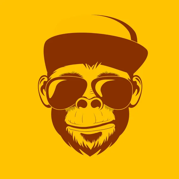 Monkey Sunglasses Baseball Cap Bright Background Vector — Stock Vector