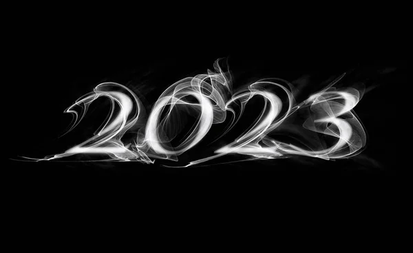 Krásné Kouřové Čísla 2023 Černém Pozadí — Stock fotografie
