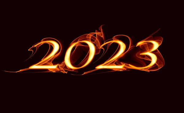 黒を背景にしたファンタジーの炎の数2023 — ストック写真