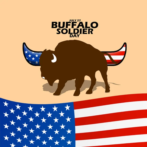 Temmuz Buffalo Askerleri Günü Anmak Için Açık Kahverengi Arkaplanlı Koyu — Stok Vektör