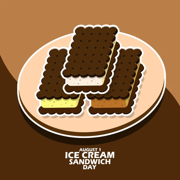 Trois Morceaux Sandwich Crème Glacée Avec Trois Saveurs Différentes Sur — Image vectorielle