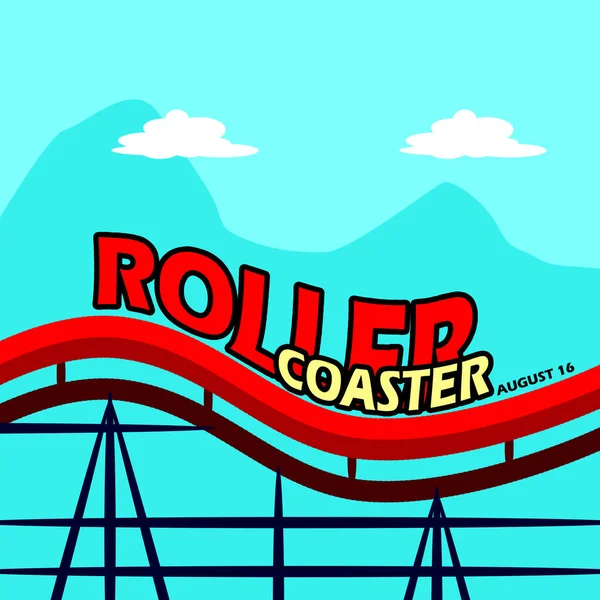 Bold Text Roller Coaster Track Mountainous Background Celebrate National Roller — Stock Vector