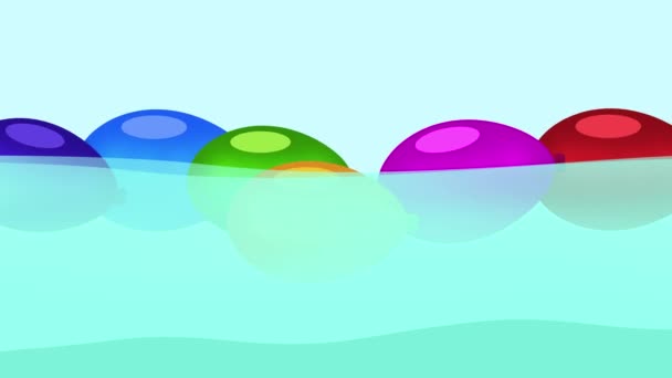 Barevné Balónky Naplněné Vodou Stoupat Klesat Vody Vlnách Vody Animace — Stock video