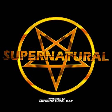 13 Eylül 'deki Supernatural Günü' nü anmak için siyah zemin üzerinde izole edilmiş altın bir yıldız.