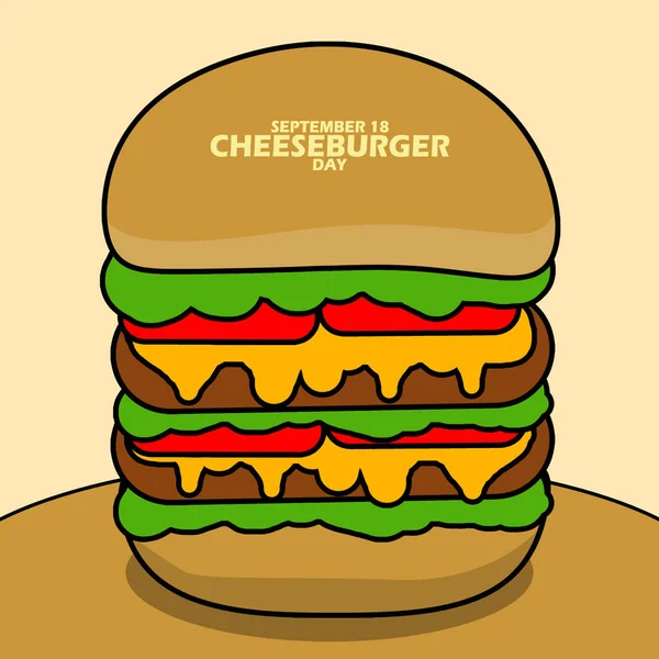 Grande Cheeseburger Sul Tavolo Marrone Con Testo Audace Sfondo Marrone — Vettoriale Stock