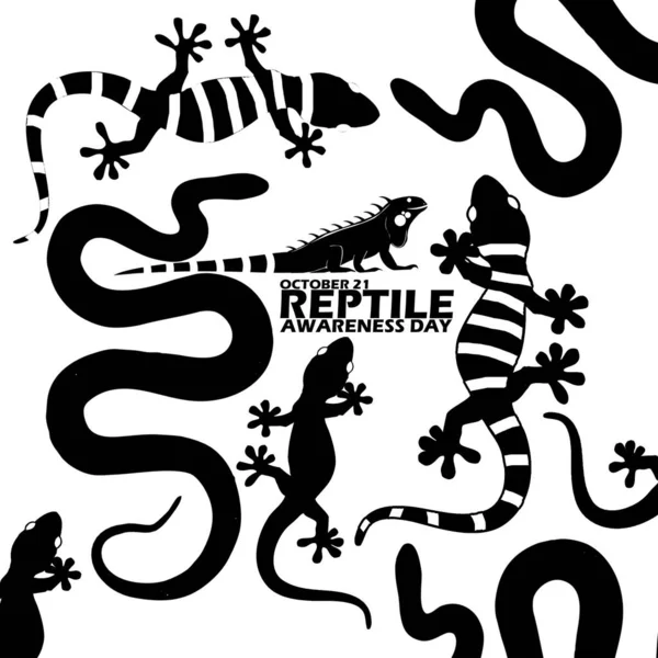 Несколько Рептилий Таких Змеи Игуаны Ящерицы Жирным Текстом Белом Фоне — стоковый вектор