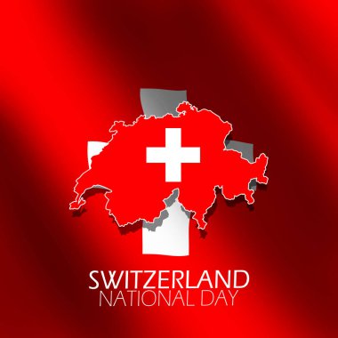 İsviçre Ulusal Bayram pankartı. 1 Ağustos 'ta kutlanacak bayrağı olan İsviçre ülke haritası
