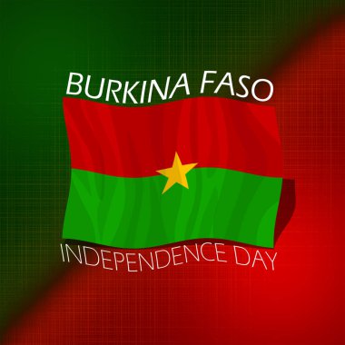 Burkina Faso Bağımsızlık Günü bayrağı. Burkina Faso bayrağı 5 Ağustos 'ta kutlamak için arka planda dalgalanıyor.