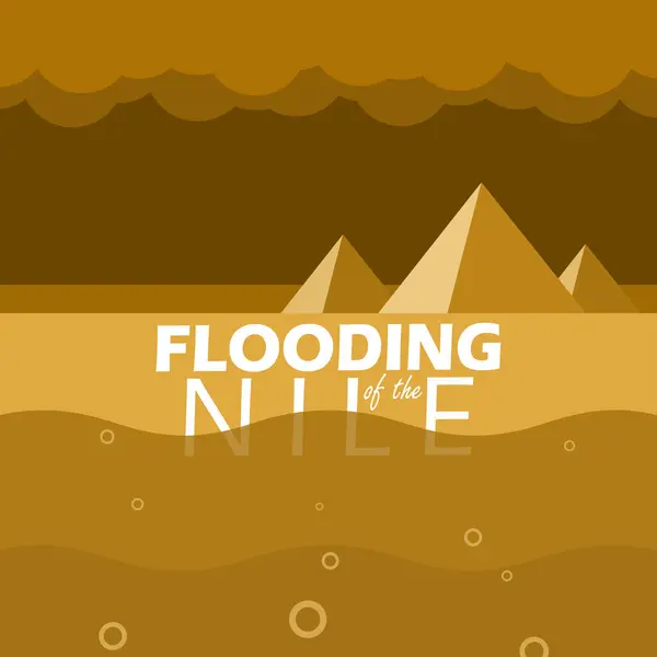 stock vector Flooding of the Nile event banners. Illustration of flooding on the Nile River with several pyramid in the background to commemorate on August 15th