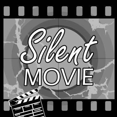 Ulusal Sessiz Sinema Günü afişi. Film kaseti ve klasik film geçmişi 29 Eylül 'de kutlanacak.